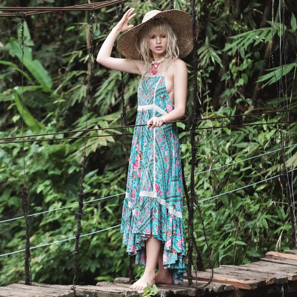 Spell and the Gypsy Collective Babushka Midi Dress Turquoise XS - Picture 3 of 16